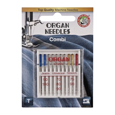 Иглы для БШМ ORGAN BL 130/705H COMBI Универс №70, 80, 90; Стрейч №75, 90; Джинс №90, 100 (уп.10 шт) (0)